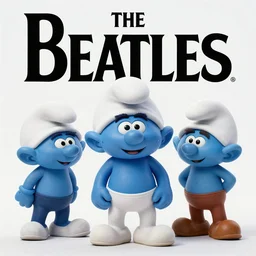 the smurfs on the beatles album cover, 8 k resolution hyperdetailed photorealism