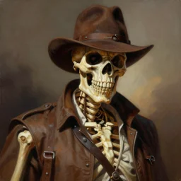 ultra realistic portrait painting of skeletor as indiana jones, art by frank frazetta, 4 k, ultra realistic, highly detailed, epic lighting