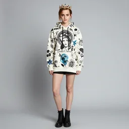 full body emma watson wearing crown on head wearing designer hoodie by Sandra Chevrier by Richard Schmid by Jeremy Lipking by moebius by atey ghailan