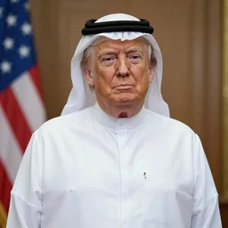 a photo of donald trump as a muslim sheikh from saudi arabia | portrait | closeup | kodak portra | f / 2. 8