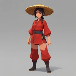 a fantasy female rice farmer in a red outfit, concept art by xuande emperor, polycount, cloisonnism, concept art, 2 d game art
