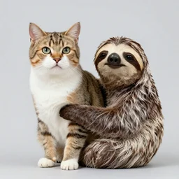 hybrid animal of a cat and a sloth. photorealistic. highly detailed digital concept art.