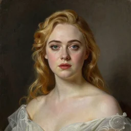 Elle Fanning retro-futurism neoclassical painting portrait