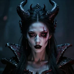 headshot portrait of a nightmare queen, cinematic lighting, highly detailed