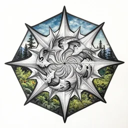 carving, scrapbooking, ink, dilate, starburst, 2 d, digon, shaders, art by aaron horkey, fountain pen, scary art, 4 - bit, nature landscape backgrounds, array, hexagon, whirl, by cory loftis