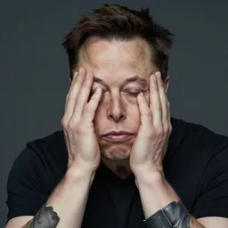 the portrait of depressed, miserable, sorrow elon musk worrying he forgot to unplug the iron. wearing square sun glasses. colorful pop art, modern art, by andy warhol