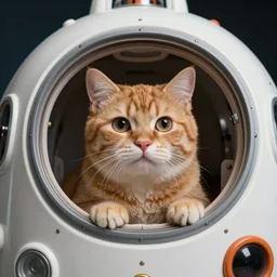 1 9 8 0's color photo of cute ginger cat in nostromo spaceship