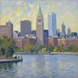 city of boston, painted by georges seurat, digital painting, 4 k