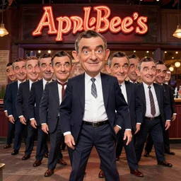 it's mr. bean but cloned a million times. it's mr. bean, mr. bean, mr. bean, live at applebee's