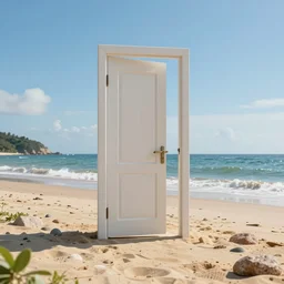 a door to another dimension opens on a beach in the style of michael whelan, hyperrealistic, photorealistic, concept art, trending on artstation, digital illustration, cinematic lighting, 4 k, ultra hd, beautiful colors, highly detailed, octane render, unreal engine 5