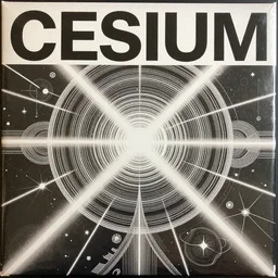LP album cover for a song CESIUM, sparks, lasers, intricate details