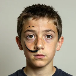 portrait of a boy with his face split in half by dali