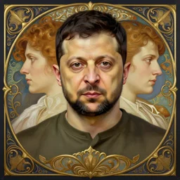 symmetry!! intense portrait of volodymyr zelenskyy, intricate, elegant, highly detailed, my rendition, digital painting, artstation, concept art, smooth, sharp focus, illustration, art by artgerm and greg rutkowski and alphonse mucha
