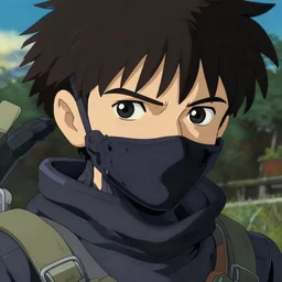 a anime portrait of a cyborg ninja, finely detailed features, closeup at the face, sharp focus, perfect art, scenic background, cinematic lighting, intricate, anime, illustration, artstation, trending on pixiv fanbox, painted by greg rutkowski, studio ghibli, yoji shinkawa, hayao miyazaki,