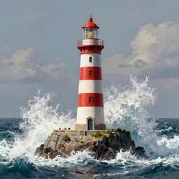 a lighthouse on a cliff with crashing waves, centered, art by artgerm and greg rutkowski and magali villeneuve, d & d, fantasy, highly detailed, digital painting, trending on artstation, concept art, sharp focus, illustration