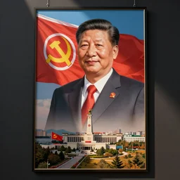 xi jinping on a dprk communist poster