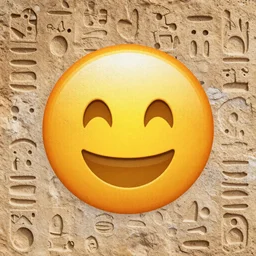 emoji hieroglyphs on cave wall
