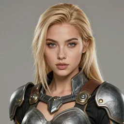 a blond titan girl in battle gear, ana de armas, flawless symmetrical pretty cute face, greg rutkowski, 8 k, shallow depth of field, intricate detail, concept art,