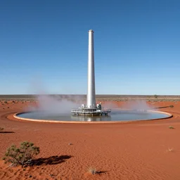 massive beautiful atmospheric water collector in the australian red desert