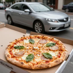 photo, A car on the pizza, 4K.