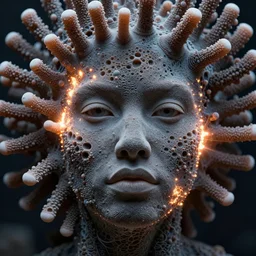 face made with gray scott reaction diffusion coral simulation