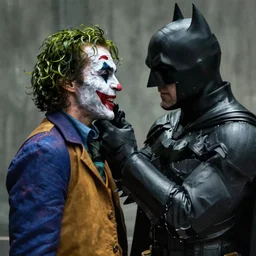 movie scene of a batman beating joker's face, dark knight ( 2 0 0 8 )