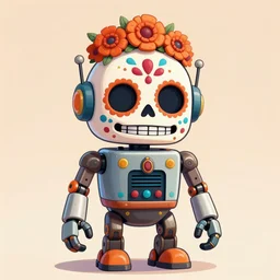 a mexican fabulous gay robot in the day of the dead style, smiling, digital illustration, amazing detail, ray tracing, symmetric, 3 d render, inspired by deema egorov and sebastian jm, concept art, vibrant, octane render