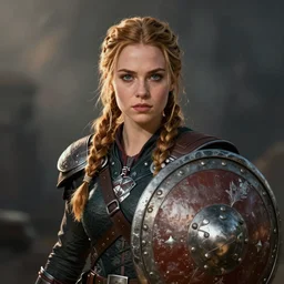 Katniss Everdeen Viking shieldmaiden, digital portrait by Greg Rutkowski