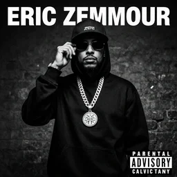 album cover of the new rap album by eric zemmour, album cover, gangsta rap, parental advisory