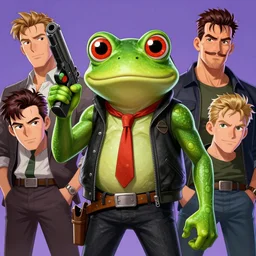 a badass frog mafia boss holding gun in marvel movie. nuri iyem, james gurney, james jean, greg rutkowski, anato finnstark. perfect faces