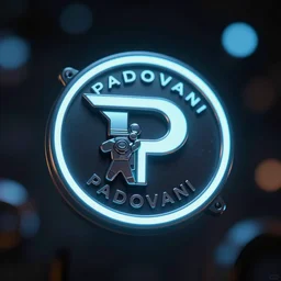 padovani studio logo, tiago sillos padovani, macro up view metallic, tron, close up bokeh hiperrealistic neon glow darkness dramatic neon, sharp focus, octane render, imax