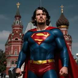 stalin as superman, red son, socialist realism, sovietwave aesthetic, hammer and sickle, in the red square moscow, artgem, photorealistic, hyperdetailed, intricate digital art, trending artstation, 8 k, unreal 5, arnold gpu + octane workflow, rich moody colors, rich moody colors, fan art, concept art, epic comic book style