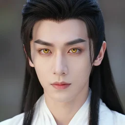 a portrait of a young beautiful Chinese prince, golden eyes, long black hair, elegant, intricate, backlit, incredible lighting, strong rim light, subsurface scattering, realistic anime, epic beautiful landscape, cherry trees, highly detailed, god rays, digital painting, by Heise Jinyao, Heise-Lian Yan Fang, Feimo, Rossdraws, HDRI, vivid colors, high contrast, 8k