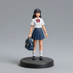 80mm resin detailed miniature of school girls, school bag, on textured base ;Miniature product Photo, 4K, Full body
