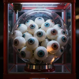 gumball machine full of eyeballs