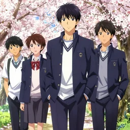 boy's love anime high school scene spring noon setting, expert high detail concept art, perfect proportions fine face, tall handsome guys, avant uniform, vivid colors, romantic undertones, realistic shaded lighting poster fantasy art ilya kuvshinov, katsuhiro, jeremy lipkin and michael germash, makoto shinkai, loish and clamp style, trending on art station, best selling artist