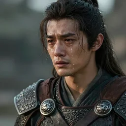 The most beautiful young warrior guy in the world crying water,digital art,ultra realistic,ultra detailed, ultra wide Lens, art by greg rutkowski
