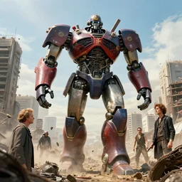 movie still frame, giant samurai robot walks over anthill city, beautiful composition, 8 k, cgi, by ridley scott, zack snyder and michael bay