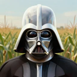symmetrical - face!! portrait shot of white darth vader wearing a cowboy hat with a toothpick in his mouth on his farm in texas, a cornfield is in the background, realistic, professionally color graded, intricate, elegant, highly detailed, centered, digital painting, artstation, concept art, smooth, sharp focus, illustration, artgerm, tomasz alen kopera, peter mohrbacher, donato giancola, joseph christian leyendecker, wlop, boris vallejo