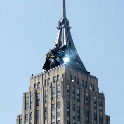 Batman welding on top of a skyscraper in New York