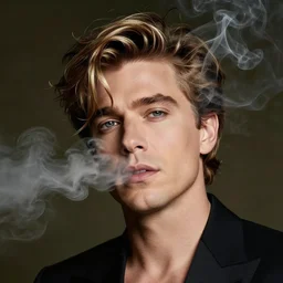 annie liebowitz photo of a man who's head is turning into a puff of smoke