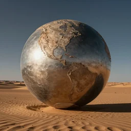 a metallic sphere in the desert