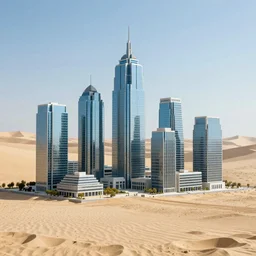buildings made of sand with glass sky