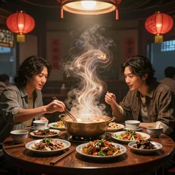 what's for dinner? taiwanese setting. unreal 5, daz, hyperrealistic, octane render cinematic volume inner glowing aura global illumination ray tracing hdr