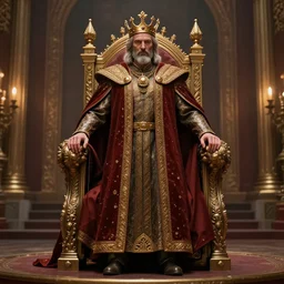 king standing in a throne room, ultra realistic, digital art