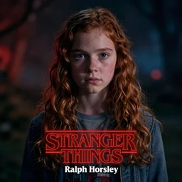 character of Eleven from Stranger things by (((Ralph Horsley))), detailed!!!,fantasy,lighting!!!