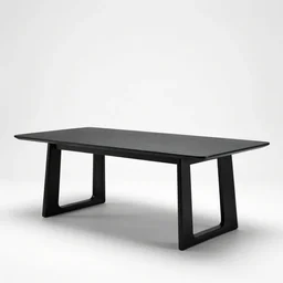 matte black dining table, studio product photography, isolated on a pure white background, centered, entire object in frame, sharp focus, soft studio lighting
