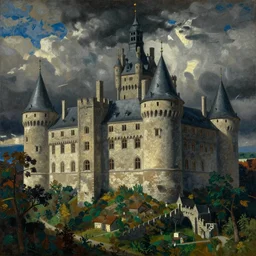 medieval castle, by lyonel feininger