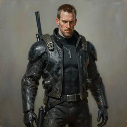 a painting of Gordon freeman, from half-life 2, painted by Zdzisław Beksiński