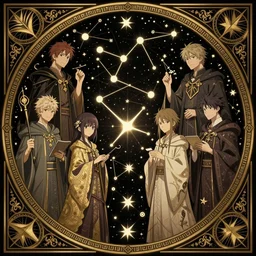counsel of wizards out of constellations, magnificent, close up, details, sharp focus, elegant, highly detailed, illustration, by Jordan Grimmer and greg rutkowski and PiNe(パイネ) and 薯子Imoko and 香川悠作 and wlop and maya takamura, intricate, beautiful, Trending artstation, pixiv, digital Art